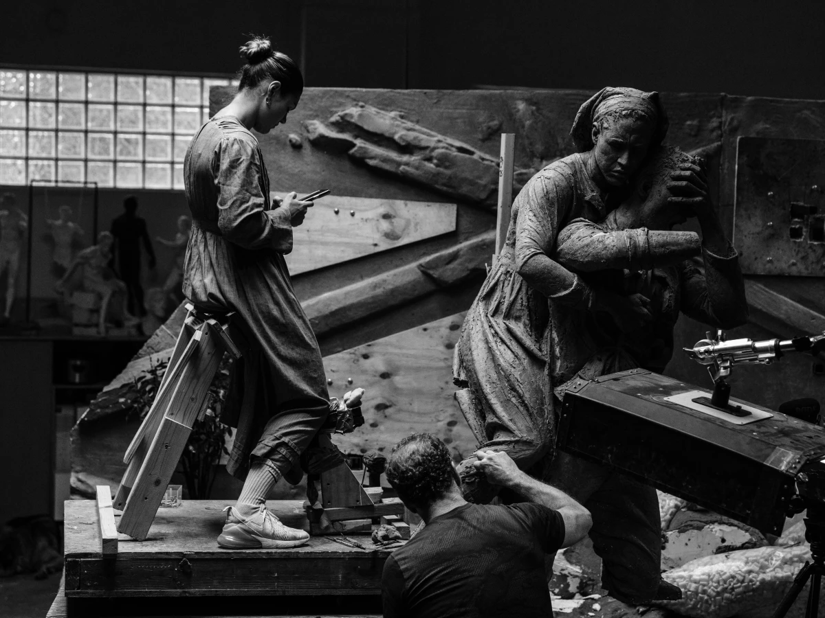 Artist Sabin Howard works on A Soldier's Journey, a 25-ton, 60-foot long bronze sculpture that commemorate Americans who fought in World War I. The national memorial will sit on Washington, D.C.'s Pennsylvania Avenue.