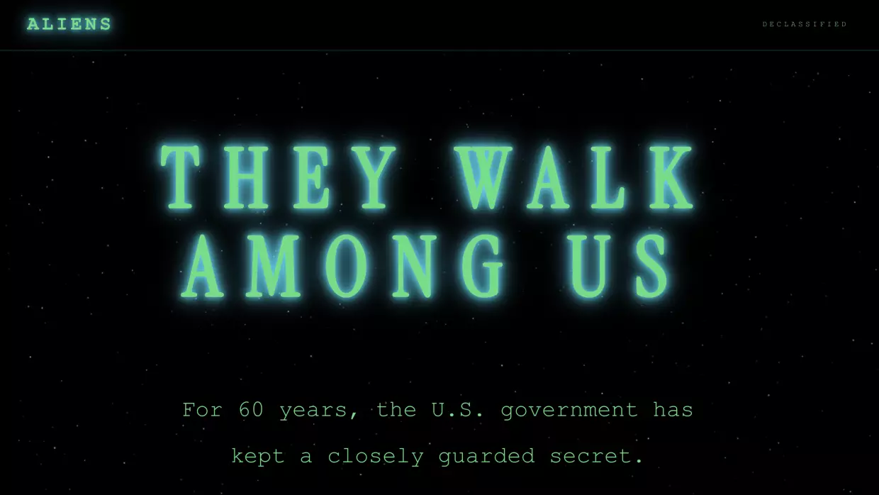 A screenshot of <a href="https://www.whitehouse.gov/aliens/"target="_blank"   >aliens.gov</a>, a new White House web page focuses on immigration enforcement but the design takes inspiration from the <em>X-Files</em>.
