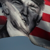 A flag featuring Donald Trump waves amid a small group of his supporters near Mar-a-Lago in May 2024 in Palm Beach, Fla.