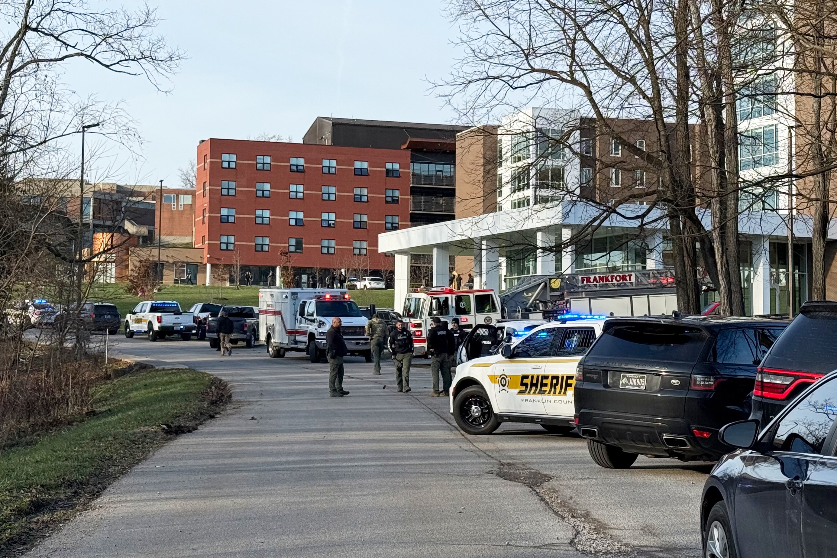 Law enforcement responds to a shooting at Whitney Moore Young Jr. Hall on Kentucky State University