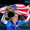 Gold medallist Jordan Stolz of the U.S. celebrates after the men's 1,000 meters speedskating race at the 2026 Winter Olympics, in Milan, Italy, Wednesday, Feb. 11, 2026.