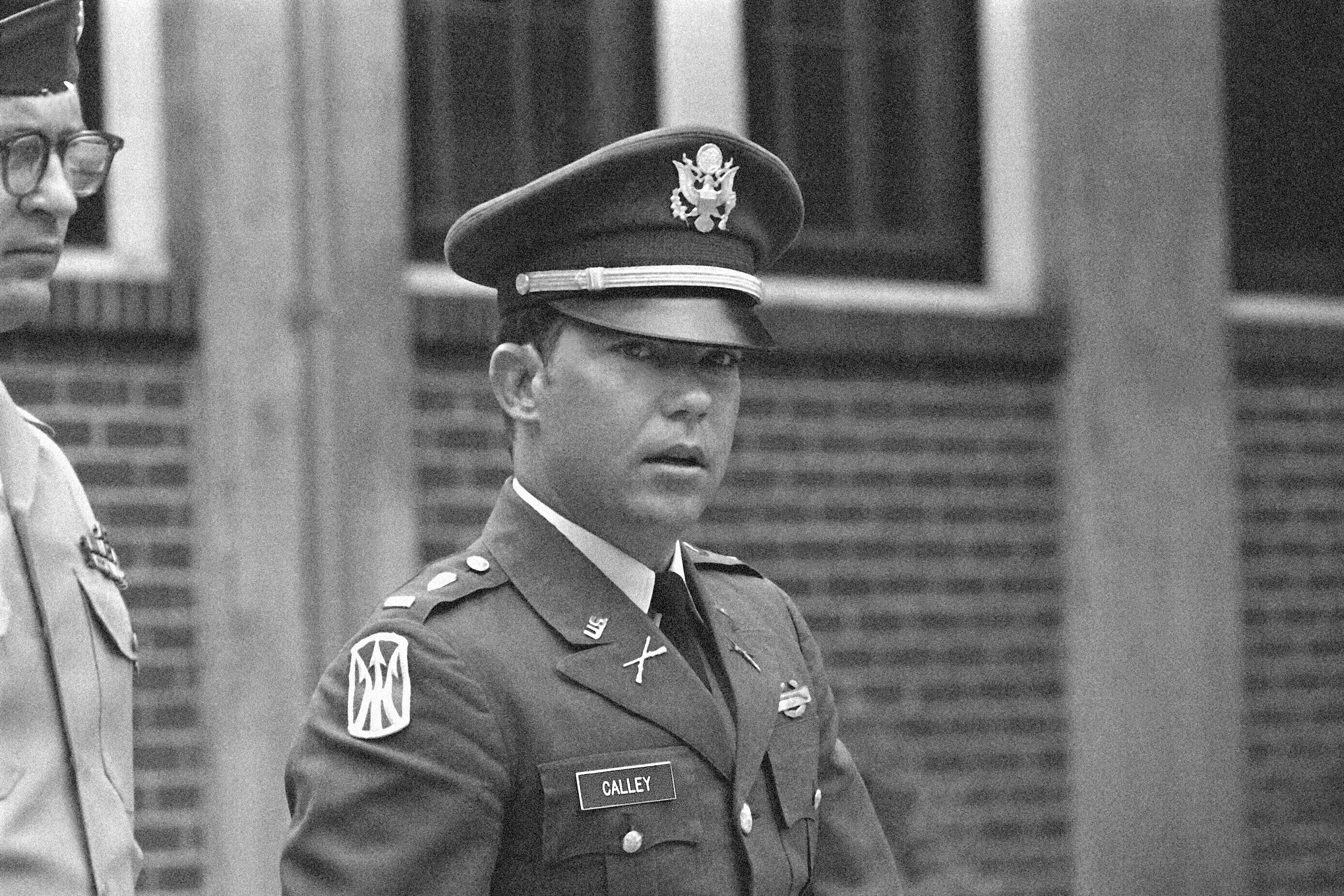 Lt. William L. Calley, Jr., pictured during his court martial at Fort Benning, Ga., on April 23, 1971. Calley, who as an Army lieutenant led the U.S. soldiers who killed hundreds of Vietnamese civilians in the My Lai massacre, the most notorious war crime in modern American military history, died on April 28 at a hospice center in Gainesville, Fla., <em>The Washington Post</em> reported on July 29. He was 80.