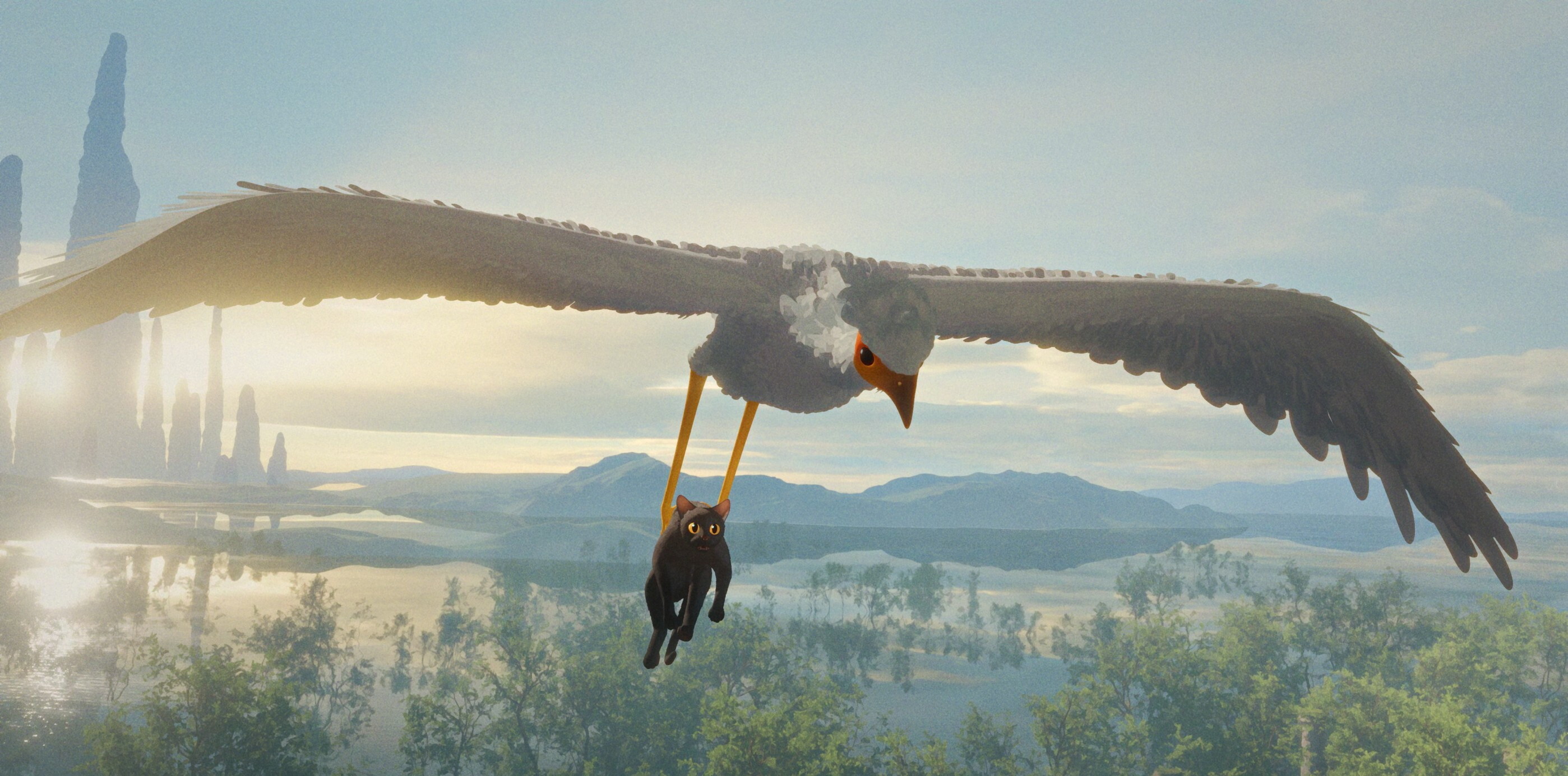 A scene from the Oscar-nominated animated film <em>Flow.</em>