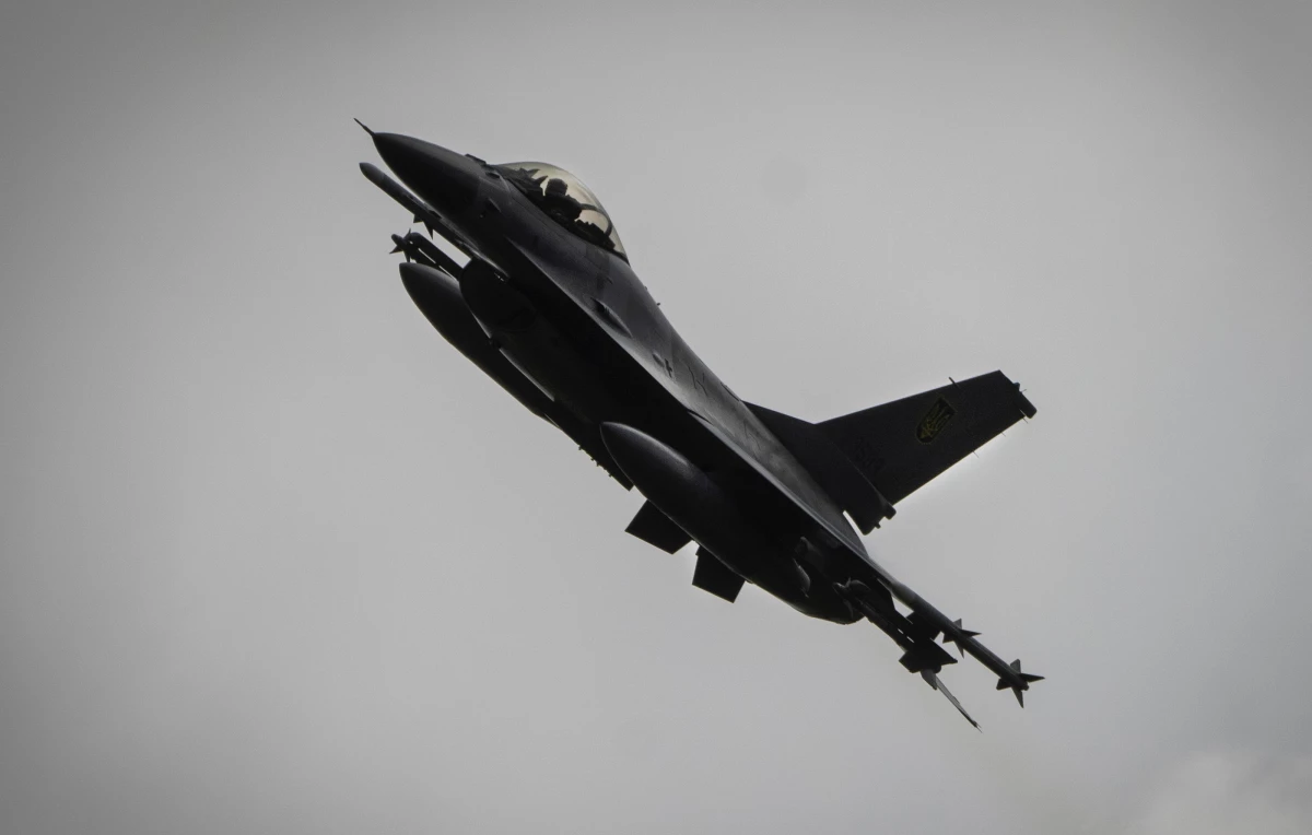 In this photo taken on Aug. 4, 2024, the Ukrainian Air Force's F-16 fighter jet flies in an undisclosed location in Ukraine.