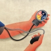 A blood pressure cuff on an arm