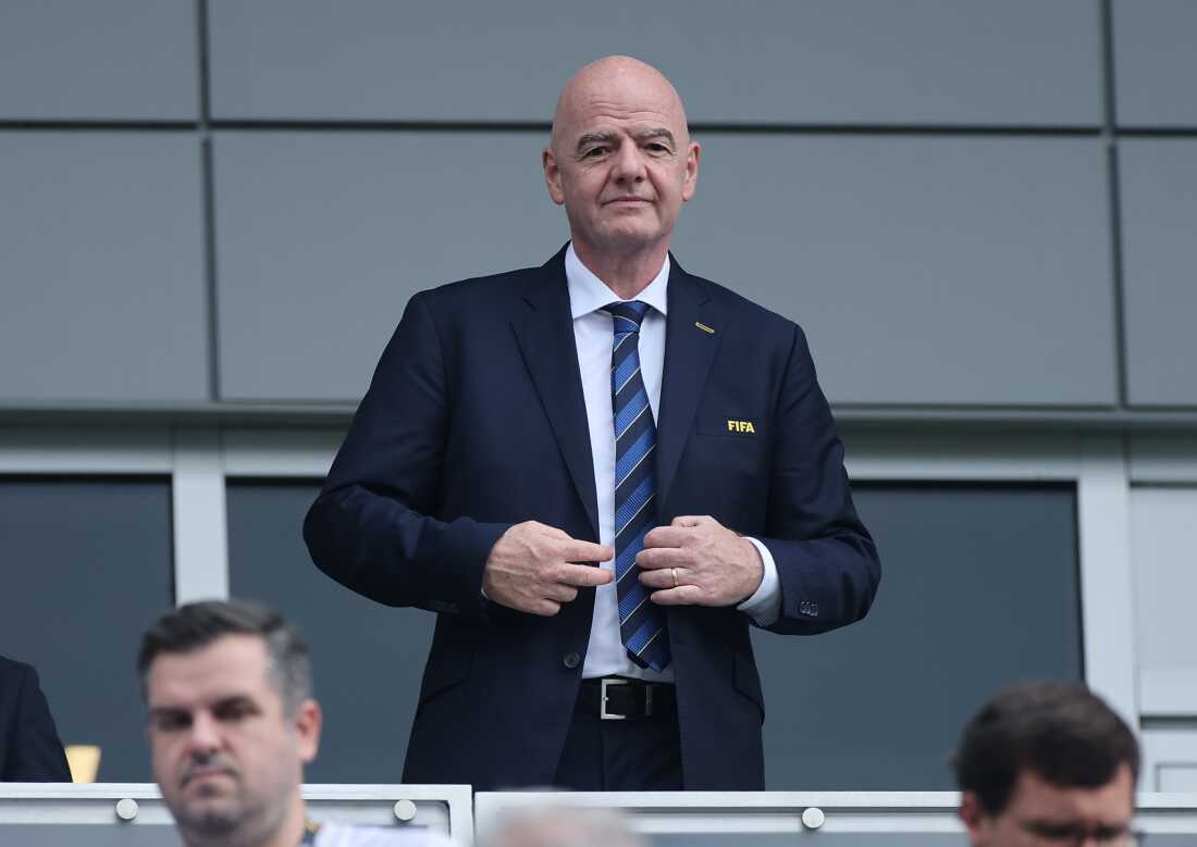 FIFA President Gianni Infantino looks on prior to the FIFA Club World Cup 2025 quarter final match between Fluminense FC and Al Hilal at Camping World Stadium in Orlando, Fl., on July 4, 2025.
