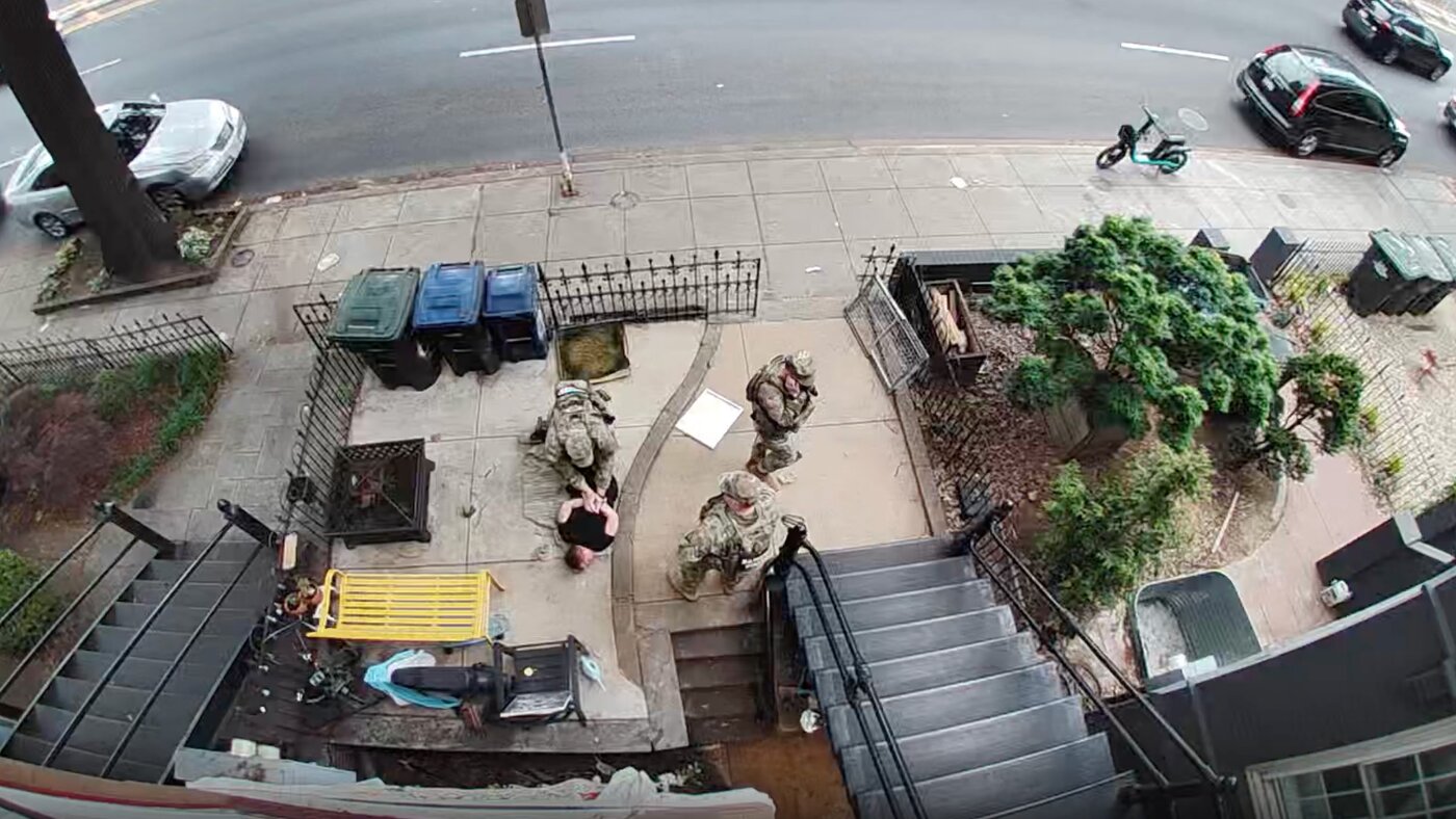 A veteran was detained by the National Guard in her front yard. Now she’s suing : NPR