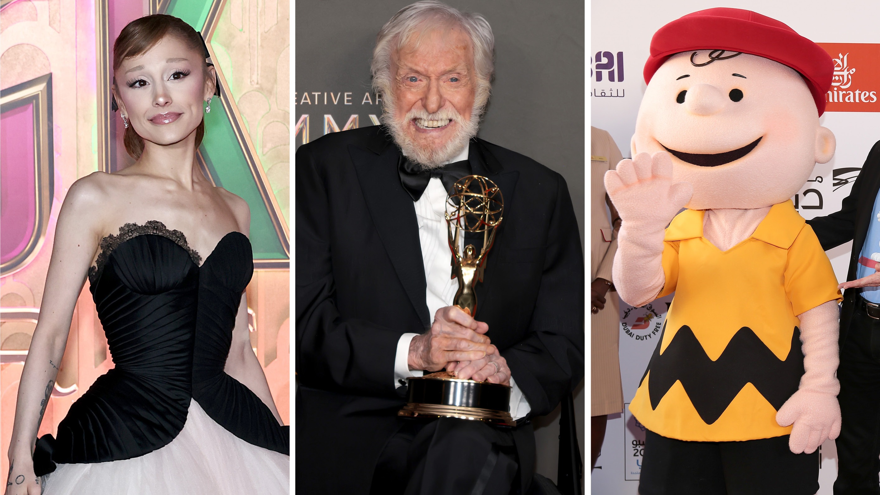 From left: Ariana Grande, Dick Van Dyke, Charlie Brown.