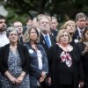 Michael Keating, center in the second row, stood during the wreath laying at the 9/11 memorial at the Boston Public Garden on September 11, 2016. His mother, Barbara Ann Keating, was killed during the September 11th attacks in 2001.  Her remains have now been identified in New York City according to local officials.