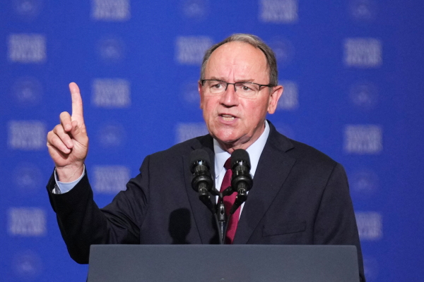 Rep. Tom Tiffany, Republican from Wisconsin, speaks before Vice President JD Vance delivers remarks in Milwaukee, Wisconsin, on July 8, 2026.