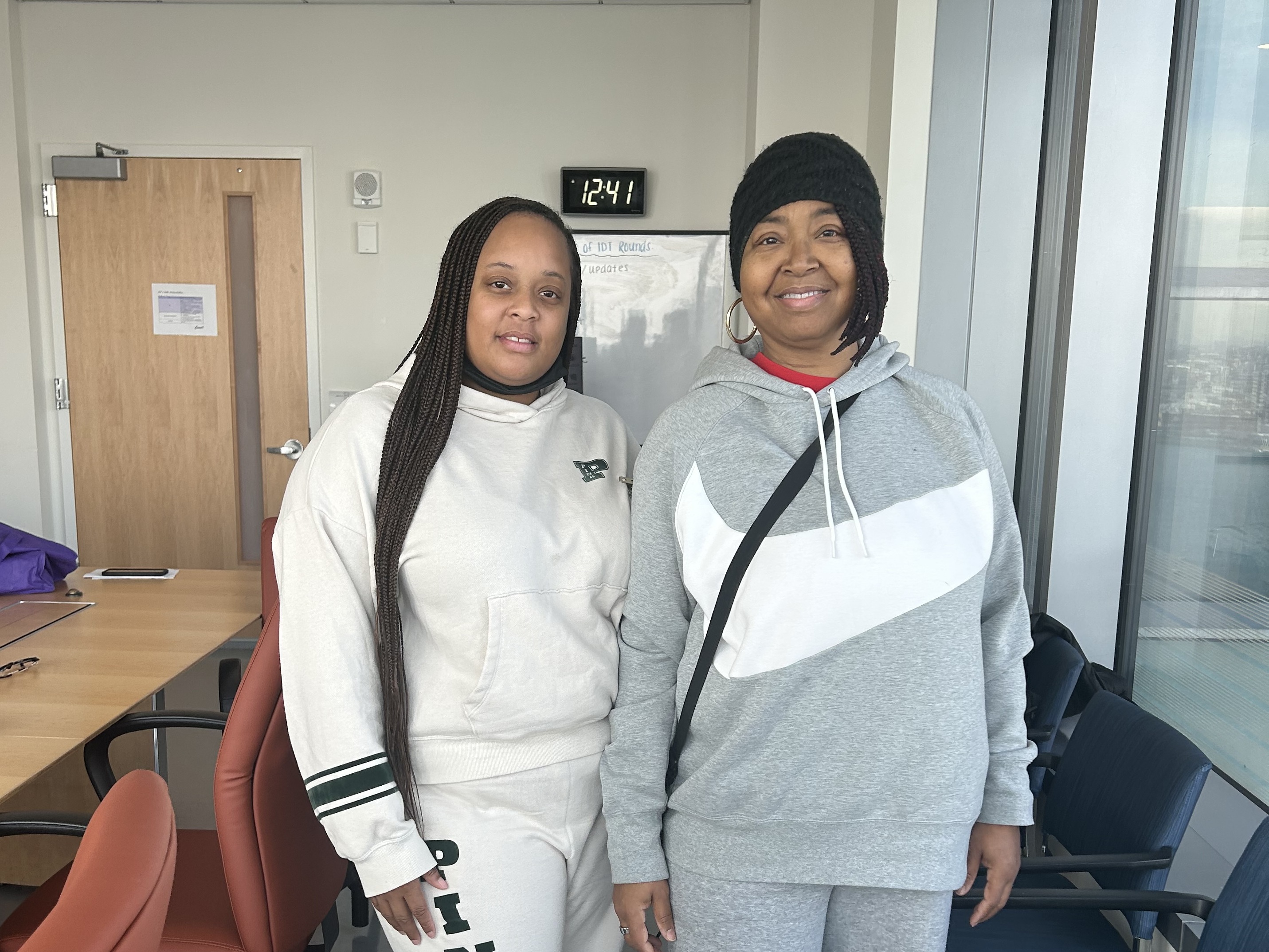 Towana Looney (right) and her daughter Tytiana at NYU Langone Health in New York. (NPR)