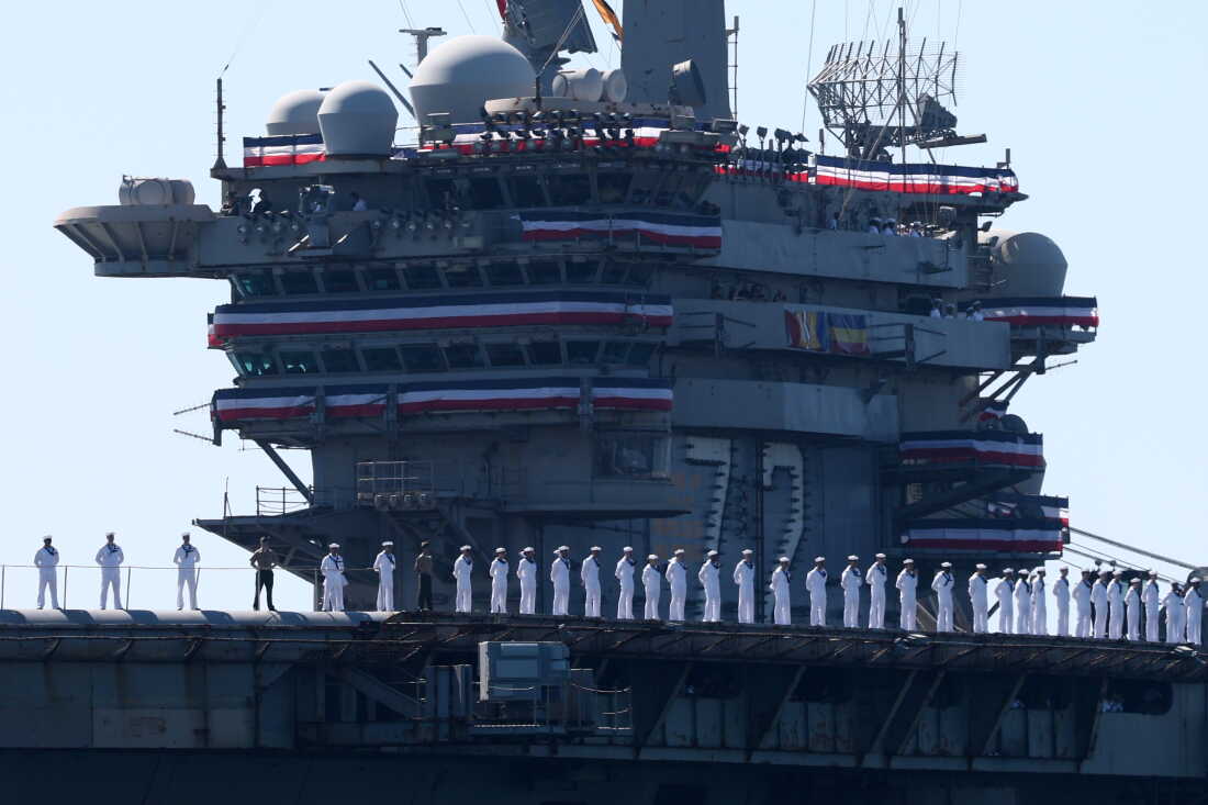 The USS Abraham Lincoln aircraft carrier returns to the San Diego Bay after deployment Thursday, Oct. 8, 2026, in San Diego.
