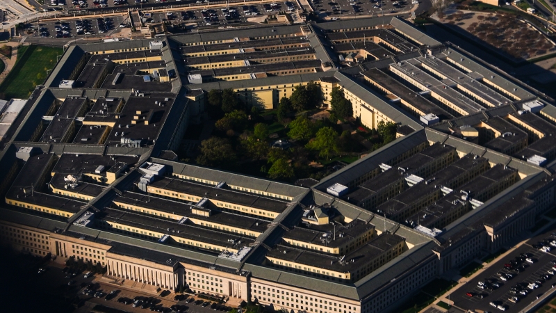 The Pentagon is seen from an airplane, Tuesday, April 7, 2026, in Washington.