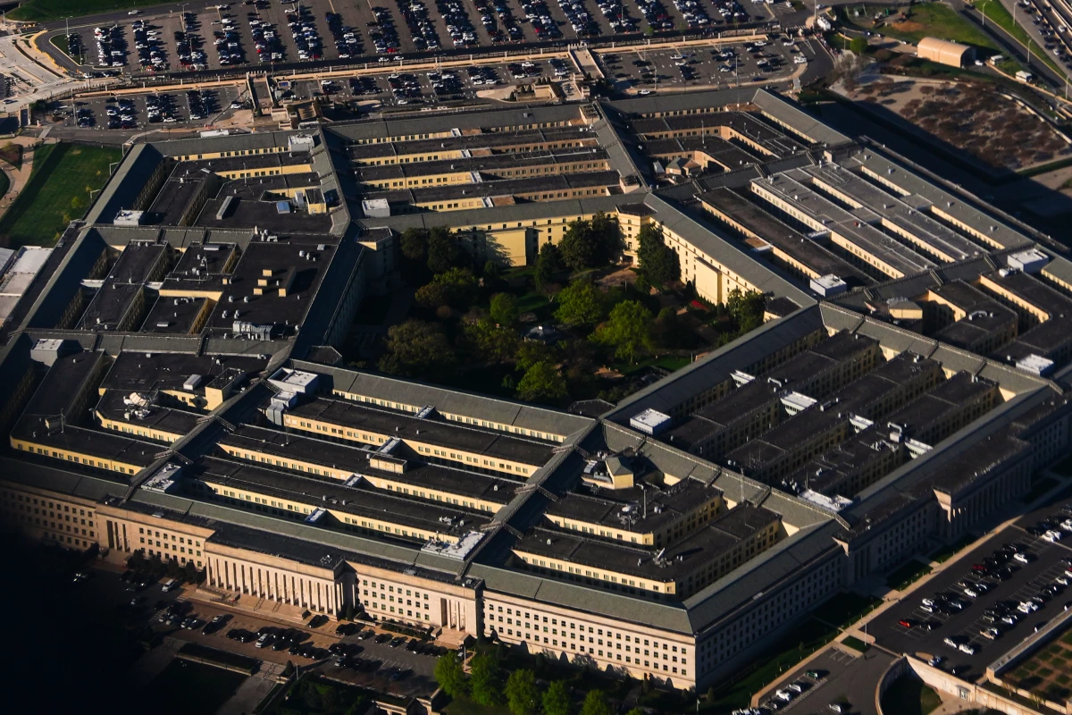The Pentagon is seen from an airplane, Tuesday, April 7, 2026, in Washington.