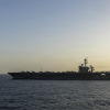The USS Abraham Lincoln conducts U.S. blockade operations related to the Strait of Hormuz on April 16 in the Arabian Sea. The aircraft carrier is now headed homeward after reports of deteriorating conditions onboard.