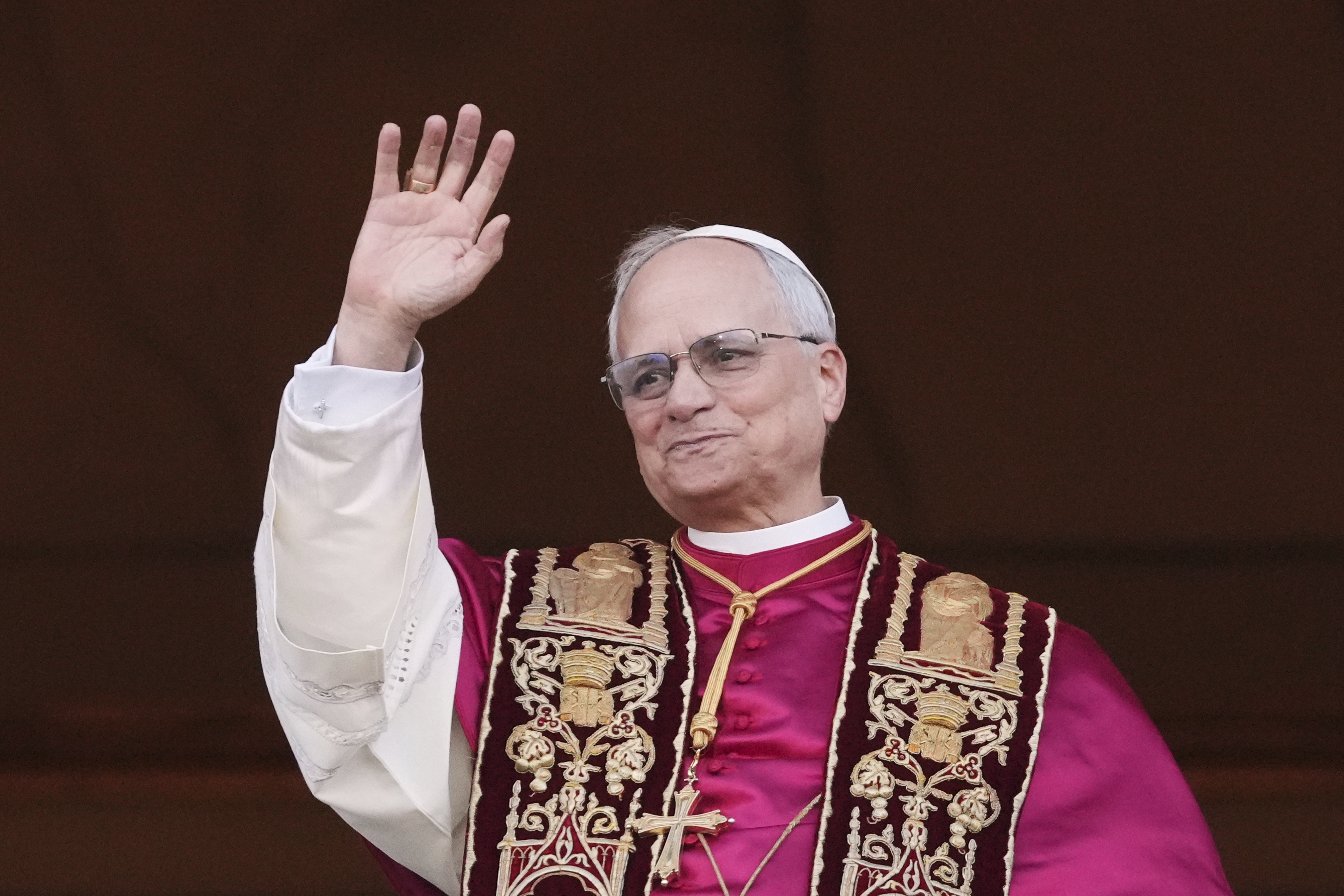 Pope Leo XIV appears on the central loggia of St. Peter's Basilica after being chosen the 267th pontiff of the Roman Catholic Church,  at the Vatican, Thursday, May 8, 2025. (AP)