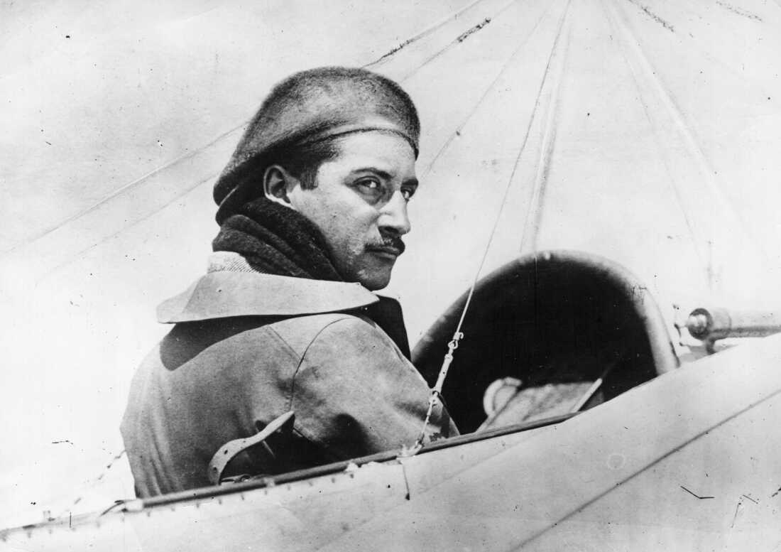 French aviator Roland Garros pictured in the cockpit of an aircraft in 1911.