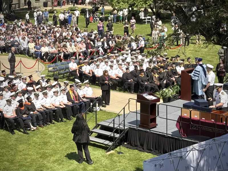 SUNY Maritime College Seniors attended the commencement ceremony at Fort Schuyler in the Bronx, New York.