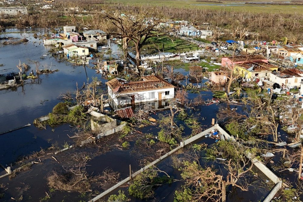 An aerial view of Black River, Jamaica, on Thursday in the aftermath of Hurricane Melissa. (AP)
