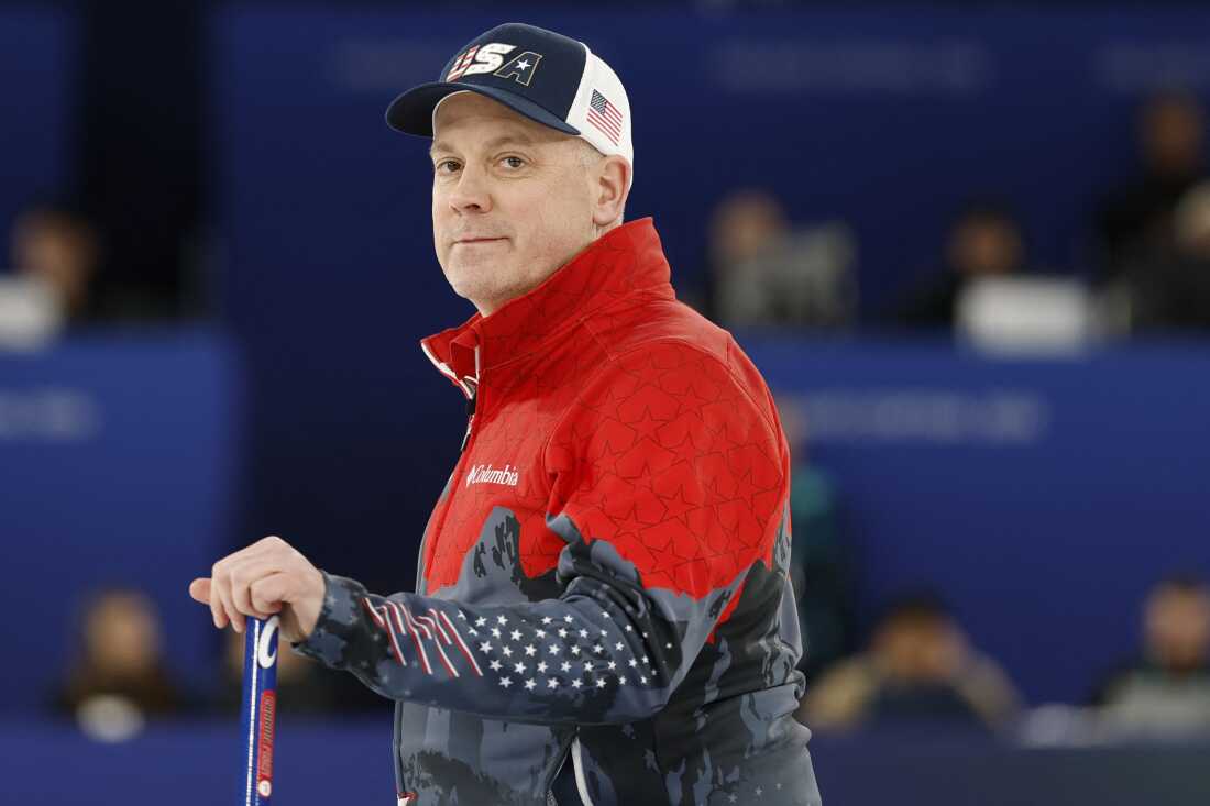 USA's Richard Ruohonen looks on during the curling men's round robin between USA and Switzerland during the 2026 Milan Cortina Winter Games at the Cortina Curling Olympic Stadium on Thursday.