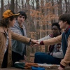 The first batch of episodes in Stranger Things' final season are out on Wednesday. Above: Gaten Matarazzo as Dustin Henderson, Finn Wolfhard as Mike Wheeler, Caleb McLaughlin as Lucas Sinclair, and Noah Schnapp as Will Byers.