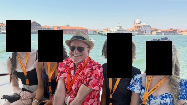 A photo of Clower on a trip to Venice with members of the Ballet Ensemble of Texas, where he works as the artistic director.