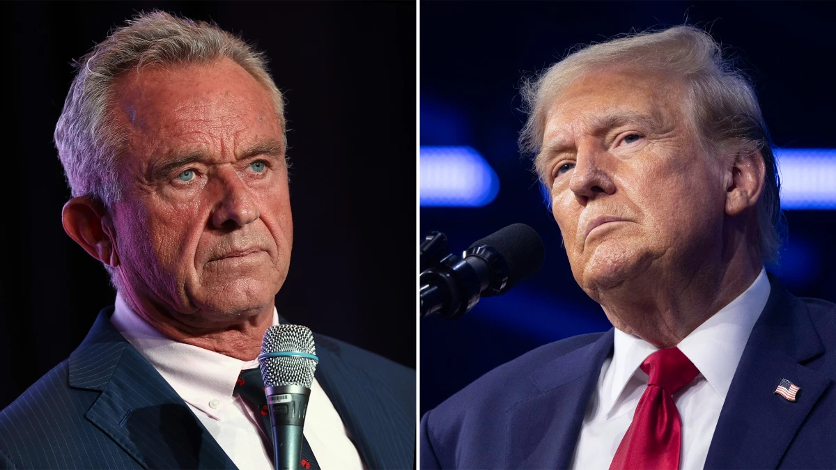 Third-party presidential candidate Robert F. Kennedy Jr. and former president Donald Trump.