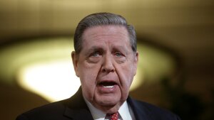 Jeffrey R. Holland, member of the quorum of the twelve apostles, speaks during a news conference at the Conference Center, in Salt Lake City, Jan. 27, 2015.