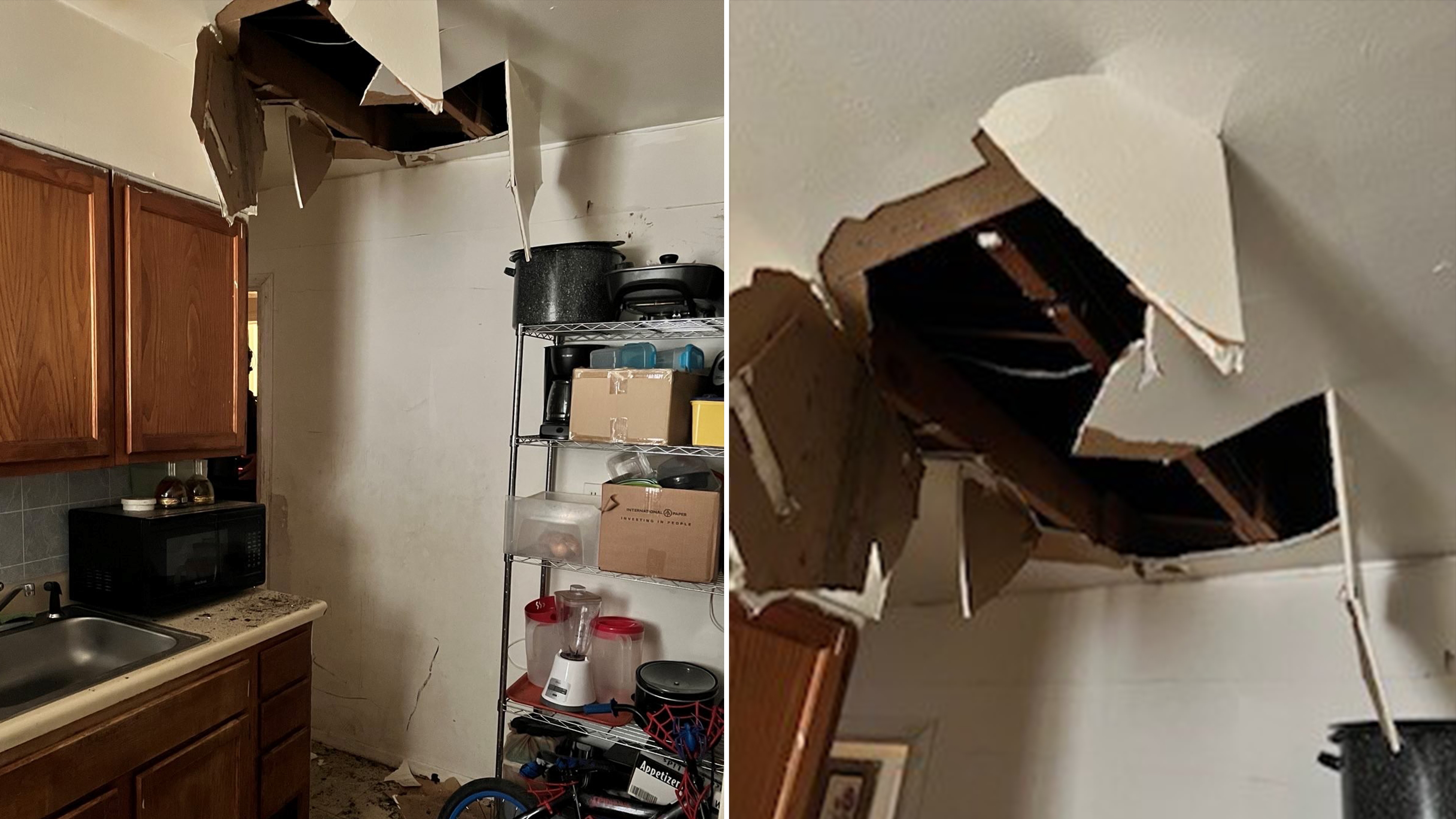 Authorities were searching a Memphis home for murder suspect Deario Wilkerson when he crashed through the ceiling from the attic space in which he