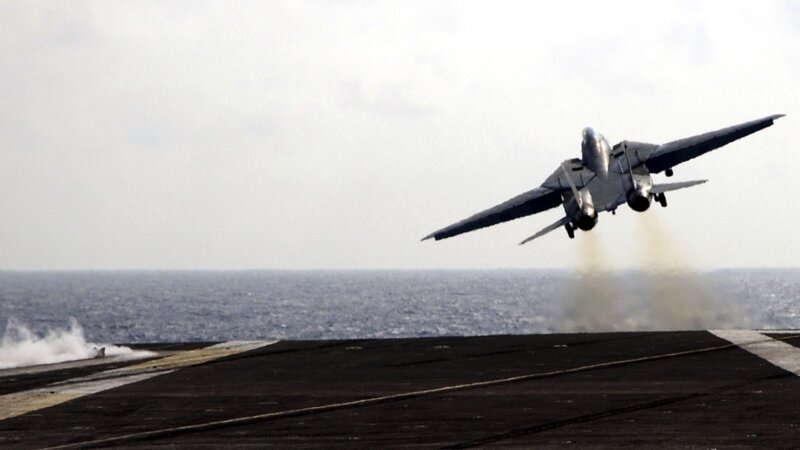 The final catapult launch of the F-14 Tomcat fighter aircraft aboard the USS Theodore Roosevelt on July 282006. The U.S. military retired the plane that year.