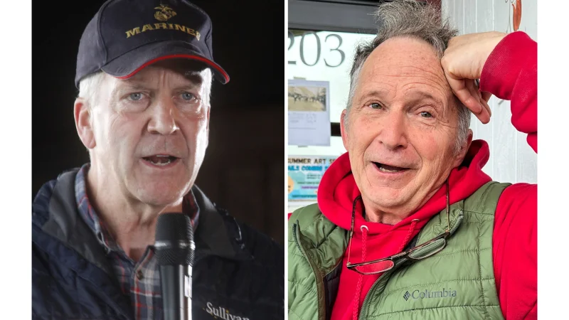 Image 38: This combination photo shows Sen. Dan Sullivan, R-Alaska, left, and another Senate candidate named Dan Sullivan.