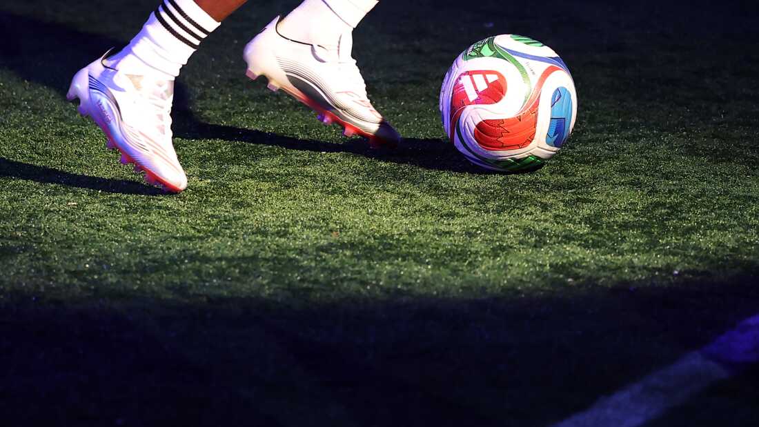 The FIFA World Cup 2026 Match Ball "Trionda" is shown at Brooklyn Bridge Park in New York City last October.