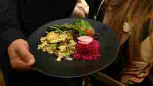 Food being prepared and presented during vegan chef Chloe Coscarelli hosted H&M Home Breakfast in 2017 in New York. 