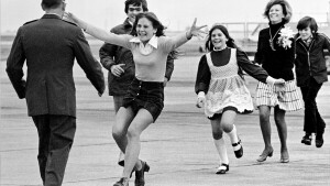Released prisoner of war Lt. Col. Robert L. Stirm is greeted by his family at Travis Air Force Base in Fairfield, Calif., as he returns home from the Vietnam War, March 17, 1973.