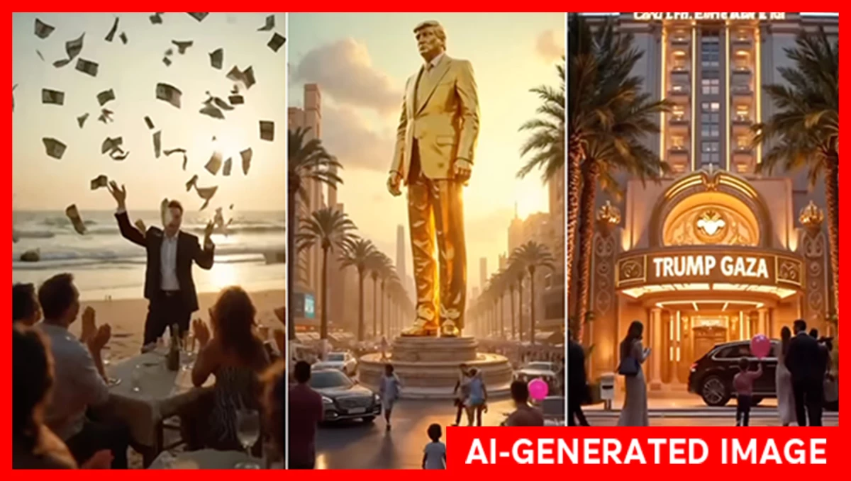 A composite made from an AI-generated video President Trump posted to social media on Tuesday night.