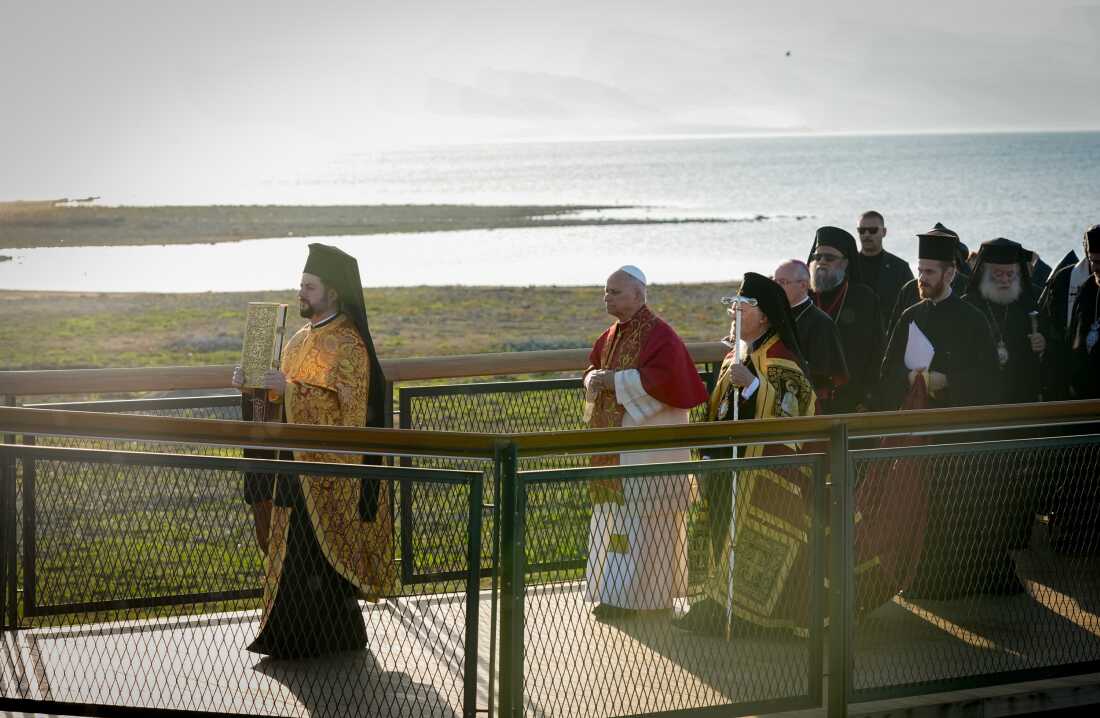 Pope Leo XIV attends a ceremony marking the 1700th anniversary of the First Council of Nicaea held in the ruins of submerged basilica, revealed in 2014 after water levels receded in Lake Iznik