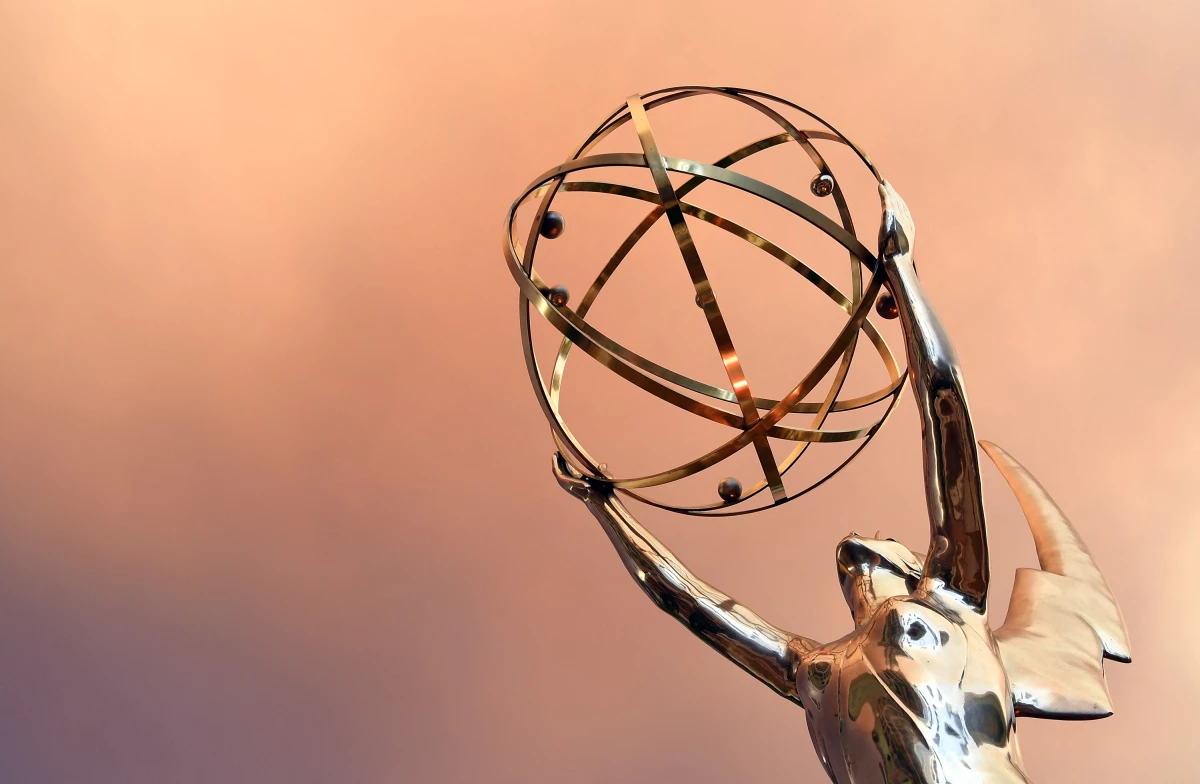 An Emmy statue in front of the Television Academy in 2016.