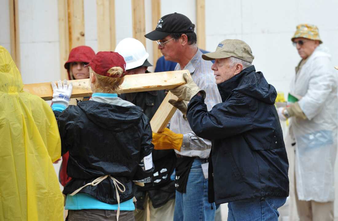 Carter takes part in a Habitat for Humanity project in October 2010 in Washington, D.C. 