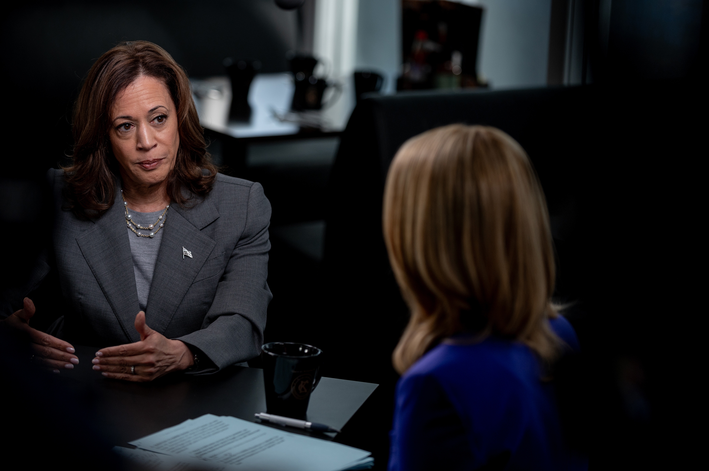 Vice President Harris is pictured during an interview with CNN's Dana Bash in Savannah, Ga., on Thursday — her first in-depth, on-the-record conversation with a journalist since becoming the Democratic presidential nominee. (CNN)