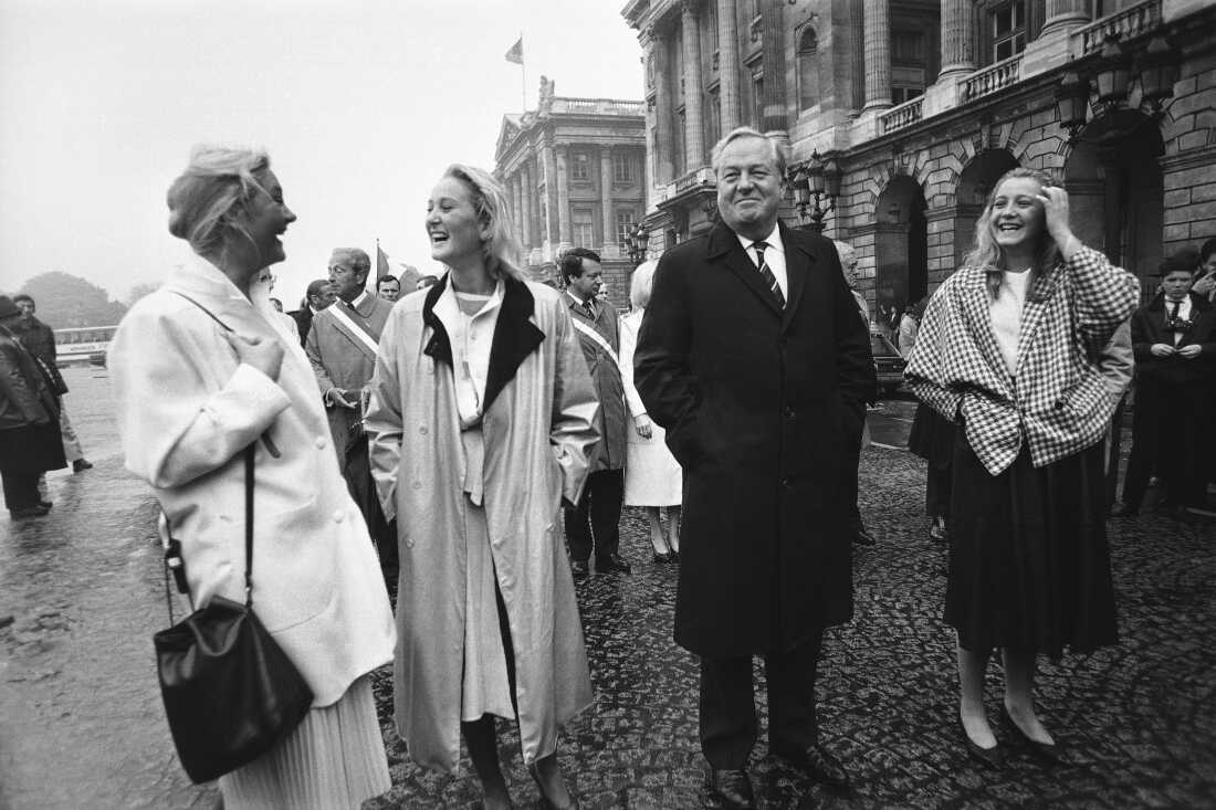 Le Pen leads a march to the statue of Joan of Arc with his three daughters Marie Caroline, Yann and Marine Le Pen in 1985. 