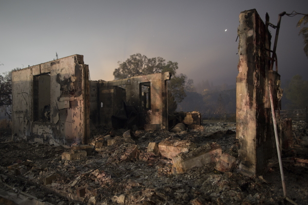 The ruins of a home that burned in the Valley Fire are seen on Sept. 15, 2015, in Middletown, Calif. 