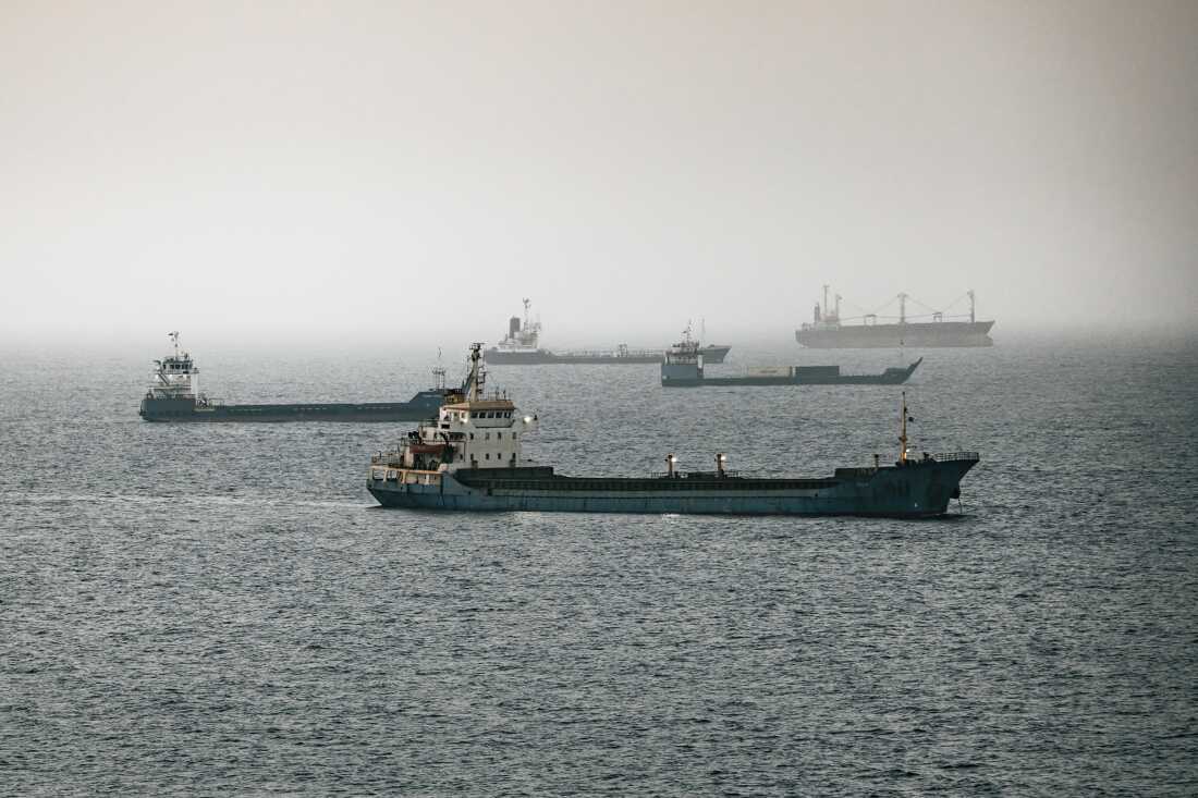 Oil tankers and other ships sit anchored off Muscat, Oman on June 22, 2026. Iran has largely shut down the Strait of Hormuz during the current war with the U.S.