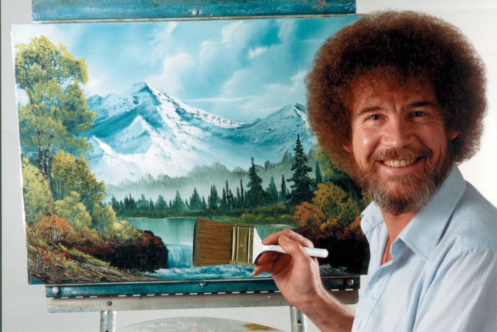 The late Bob Ross encouraged millions of Americans to make and appreciate art through his show <em>The Joy of Painting</em>, which has aired on PBS stations since 1983. (Bob Ross Inc./AP)