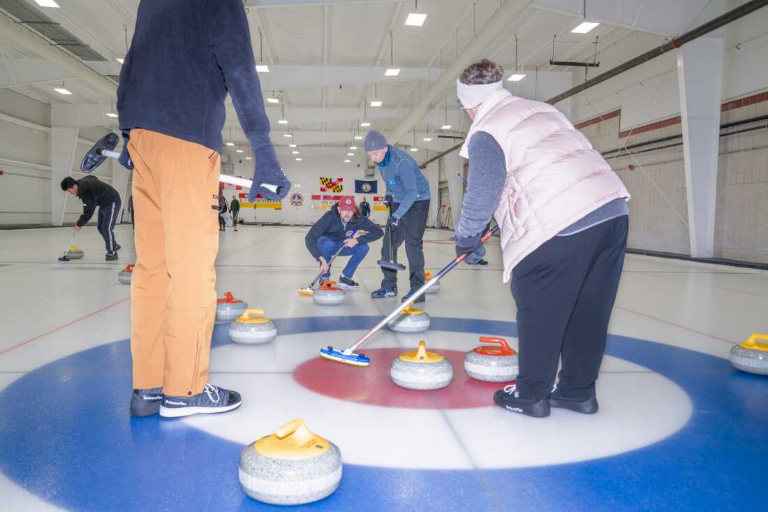 People play at the Potomac Curling Club on Wednesday.