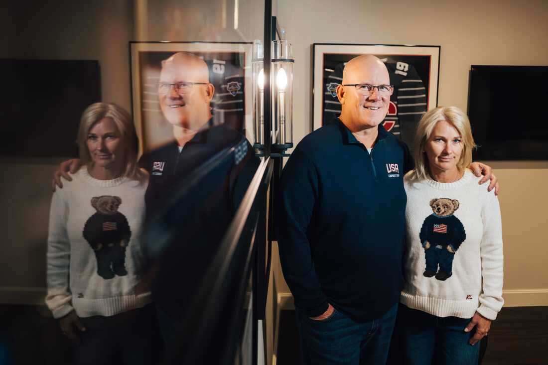 Olympian and St. Louis Blues Hall of Famer Keith Tkachuk and his wife Chantal Tkachuk at their home on Monday, Jan. 12, 2026, in Brentwood, Mo.