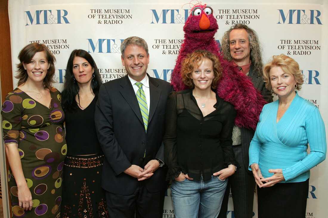In this 2006 photo, Nadine Zylstra stands on the left, with filmmaker Linda Goldstein Knowlton, President and CEO of the Sesame Workshop Gary Knell, filmmaker Linda Hawkins Costigan, puppeteer Marty Robinson and President and CEO of the Museum of Television & Radio Pat Mitchell at the premiere of "The World According To Sesame Street."