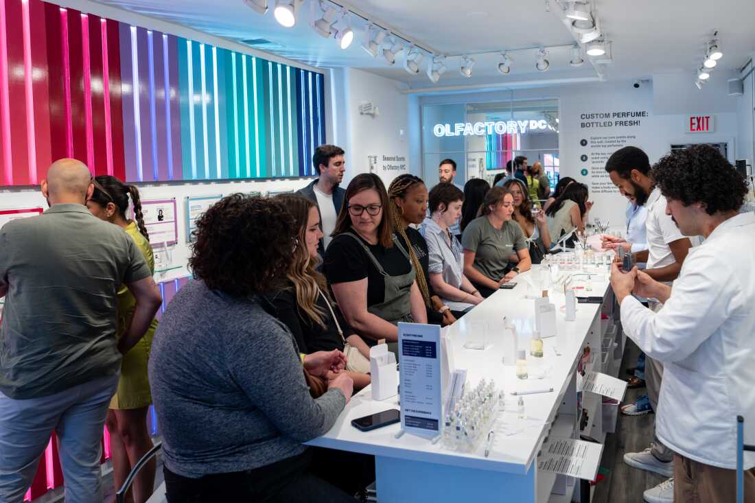 Customers sit down at the counter in Olfactory NYC in Georgetown on Thursday May 16, 2024.