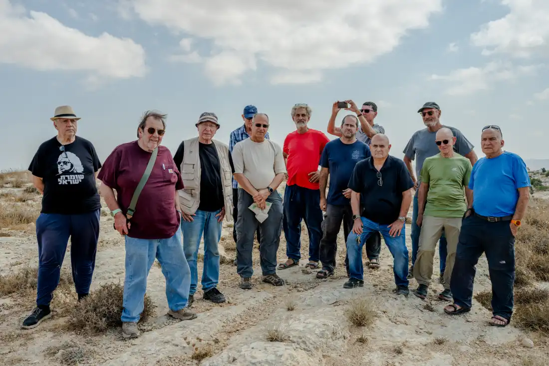 Retired Israeli defense and government officials toured Palestinian communities affected by Israeli settler violence in the occupied West Bank, on Sept. 24, 2026. "This is evil,” said Ari Shuali (second from left), a former senior Israeli intelligence official.