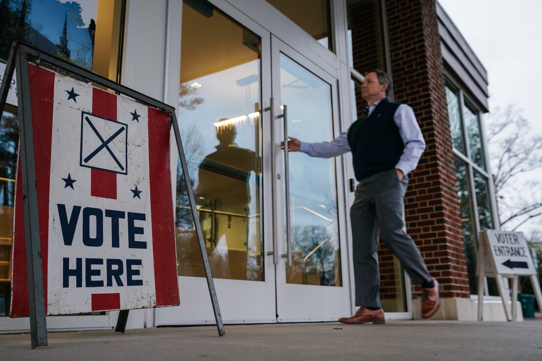 A voter entering a polling place in Mountain Brooks, Alabama on Super Tuesday on March 5, 2024. Alabama is one of several states where GOP officials are launching fresh efforts to purge their voter rolls of noncitizens, even though there's little evidence noncitizens vote in significant numbers.