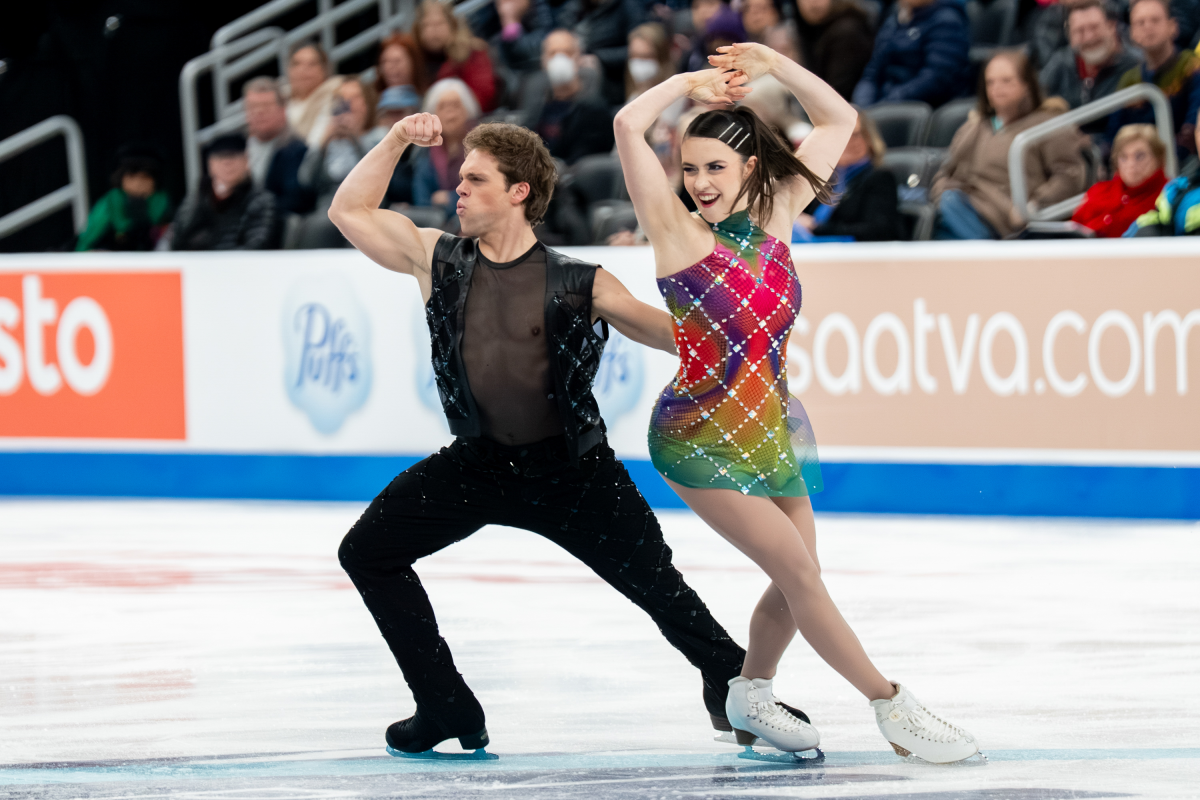Caroline Green and Michael Parsons compete in the ice dance competition during the 2026 U.S. Figure Skating Championships at the Enterprise Center on Thursday, Jan. 8, 2026, in St. Louis.